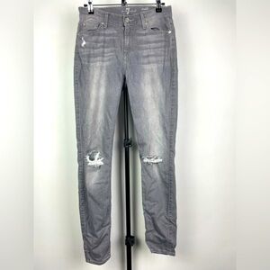 7 for all mankind Gray Gwenevere Distressed‎ Skinny Leg Ankle Jeans